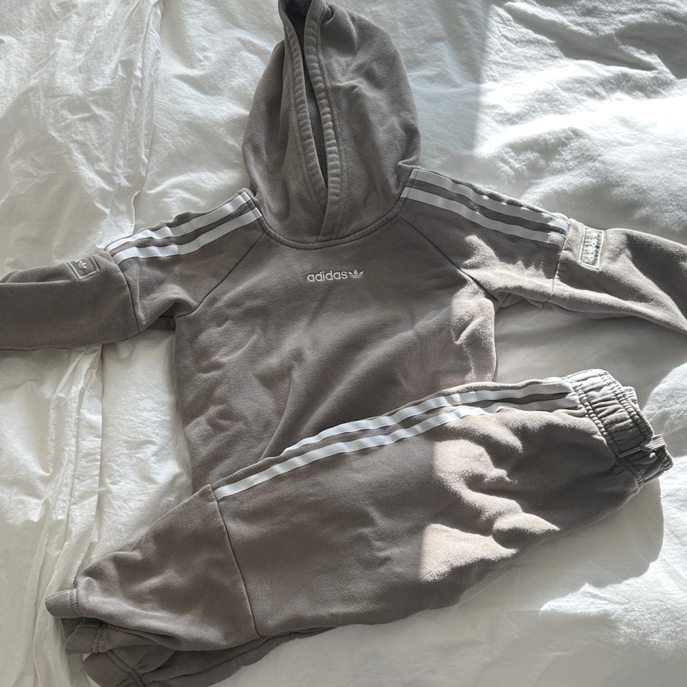 Adidas Taupe Tracksuit with Hoodie